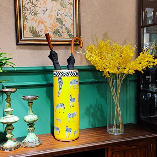 24-Inch Zebra Print Ceramic Umbrella Stand - Decorative Porcelain Floor Vase