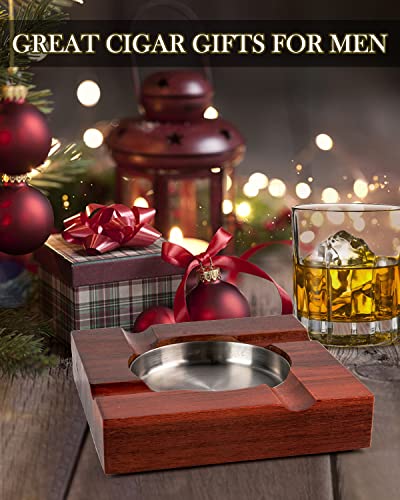 Square Wooden Cigar Ashtray with Stainless Steel Liner for Indoor and Outdoor