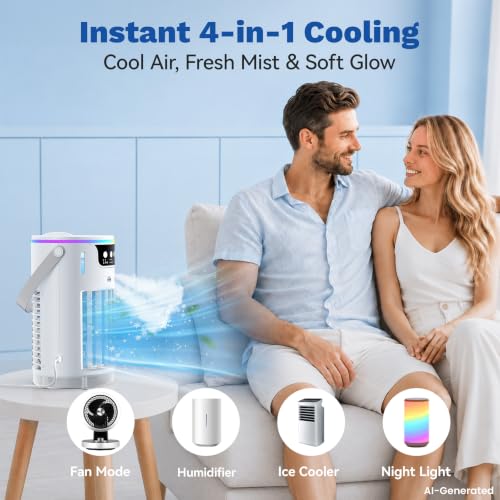 Portable Air Conditioner Fan, 1200ML Personal Evaporative Air Cooler with Ice Tank