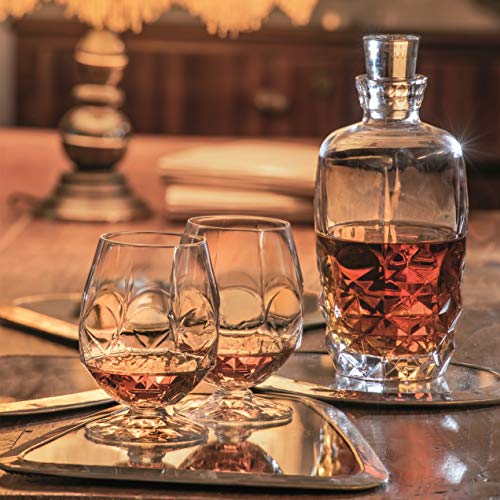 Set of 6 European Crystal Brandy Glasses - Stemless Snifter for Whiskey & Spirits