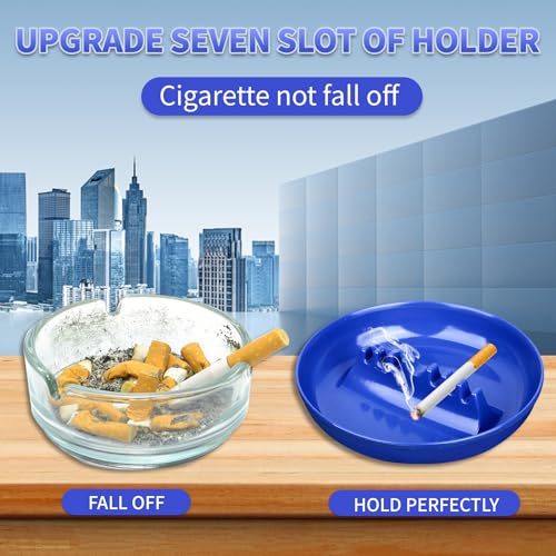 3-Piece Large Round Plastic Ashtray Set for Indoor and Outdoor Use