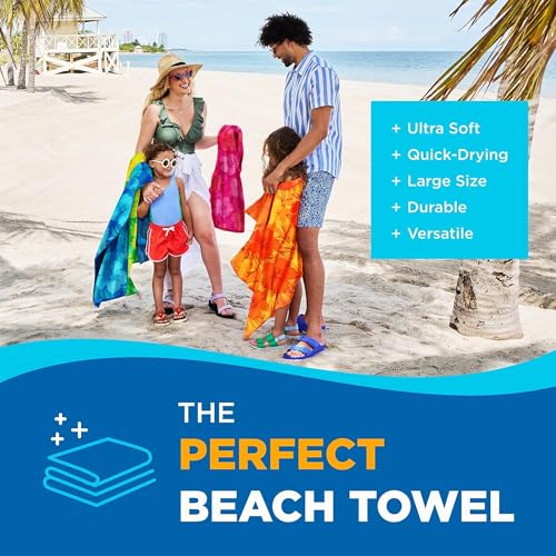 Colorful Hibiscus Cotton Beach Towels - 30" x 60" - 4 Pack