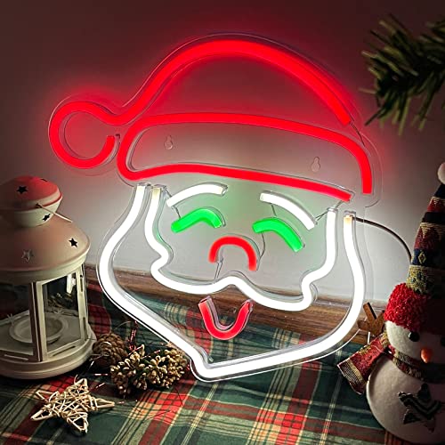Santa Christmas Neon Sign Wall Decor USB Powered Neon Art Light for Home & Party
