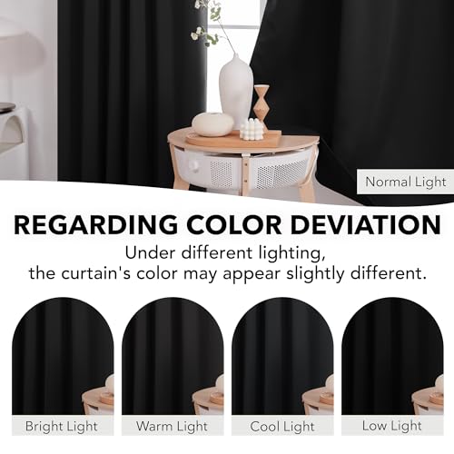 Deconovo Blackout Curtains, Thermal Insulated, W52 x L108 2 Panels, Back Tab, Machine Washable, Room-Darkening Drapes for Bedroom/Living Room Black
