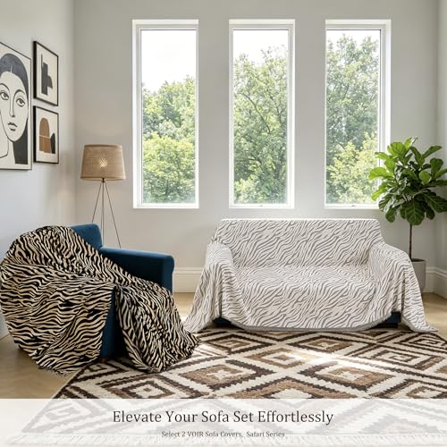 Reversible Zebra Print Chenille Sectional Couch Cover - 71" x 118"