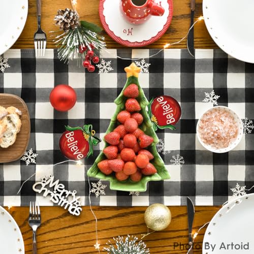 Artoid Mode 13x60-Inch Gnome Christmas Table Runner - Black/White