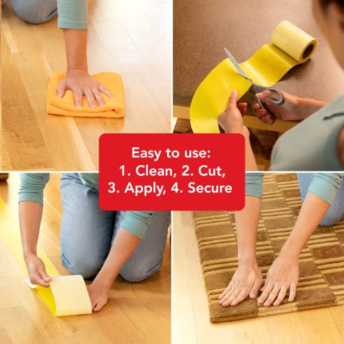 Double Sided Non-Slip Rug Tape, Reusable Carpet Grip Roll 4in x 25ft