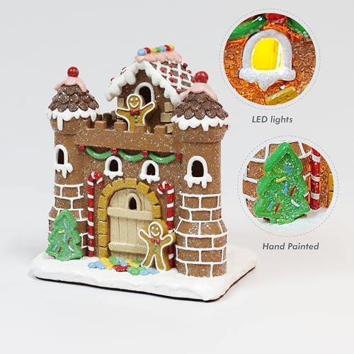 Moments In Time 8.3” LED Gingerbread Castle - Battery-Operated Christmas Village House