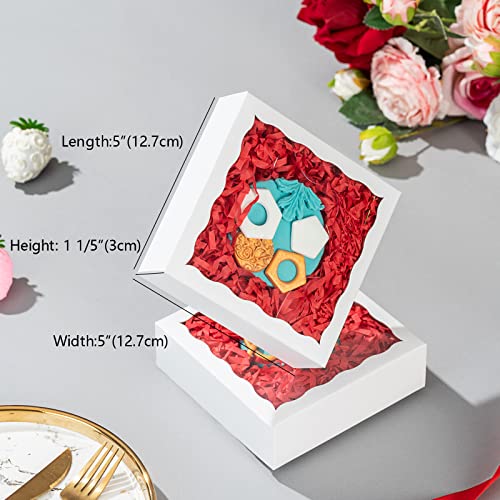 NEKSUNBAK 50 Pack White Cookie Gift Boxes 5x5x1.2 Inch for Cookies & Treats