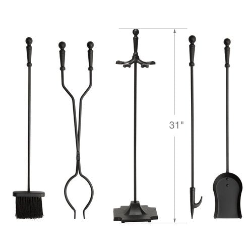 UniFlame Black 5-Piece Fireplace Tools Set with Ball Handles (T51030BK)