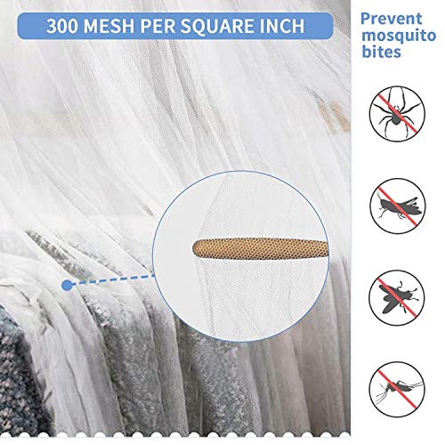 Hanging Bed Mosquito Net Canopy with Lace Detail - Fits Single to King Beds