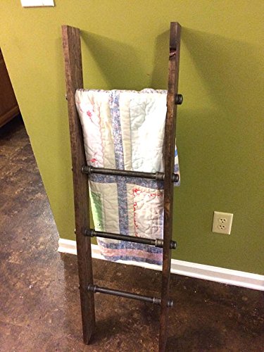 Rustic Industrial Pipe and Wood Blanket Ladder - 48-Inch Decorative Quilt Rack