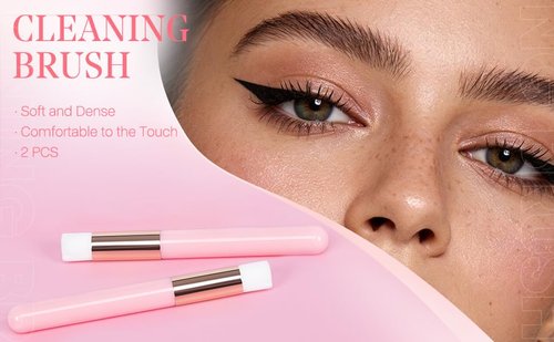 Buqikma Lash Brush Cleaning Set - 2 Pieces with Shampoo Brushes & Blackhead Remover Tool | Pink