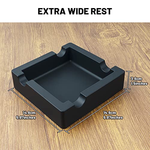 Large Silicone Cigar Ashtray - Unbreakable 4-Rest Square Patio Ashtray