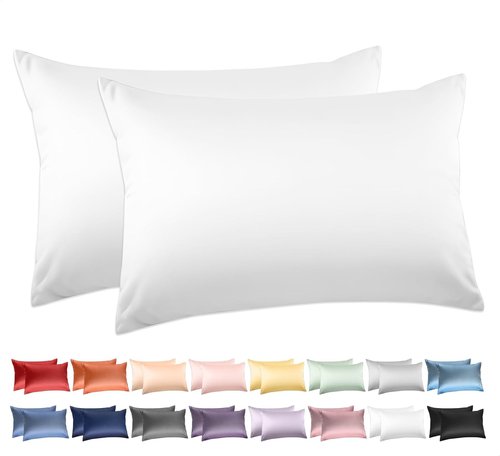 Deep Dream 100% Cotton Queen Pillowcases - Set of 2, 600 Thread Count, White, 20x30 Inches