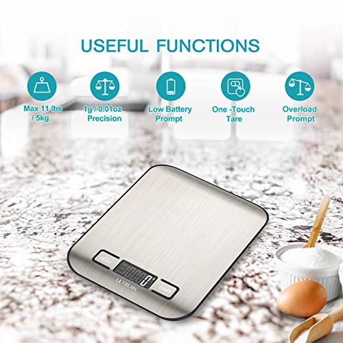 Digital Kitchen Scale - 304 Stainless Steel Food Scale with Tare