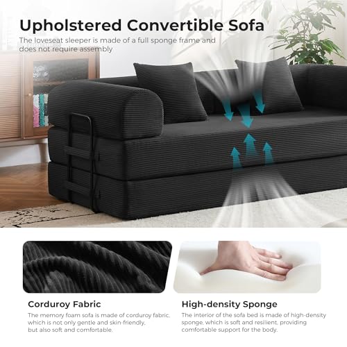 79-Inch Convertible Sofa Bed, Modular Corduroy Sleeper Couch