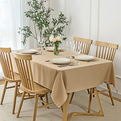 Rectangle Slubby Textured Tablecloth Waterproof Spillproof Wrinkle