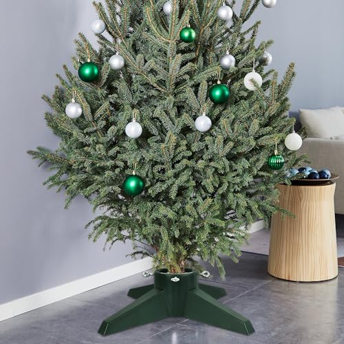 FORUP Green Christmas Tree Stand for Up to 8 Feet Trees - Heavy Duty, Water Reservoir, Easy Assembly