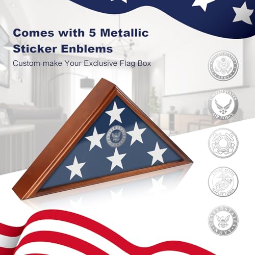 Wooden Burial Flag Display Case for 9.5x5ft Flag, Wall or Tabletop Box