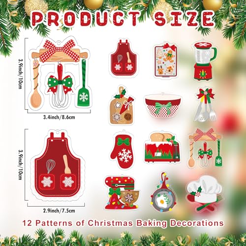 Christmas Baking Ornaments Set - 12 Kitchen Themed Holiday Decorations