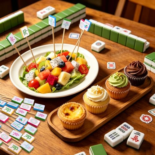 Aodaer Mahjong Cocktail Picks - 200 Bamboo Toothpicks for Appetizers & Drinks