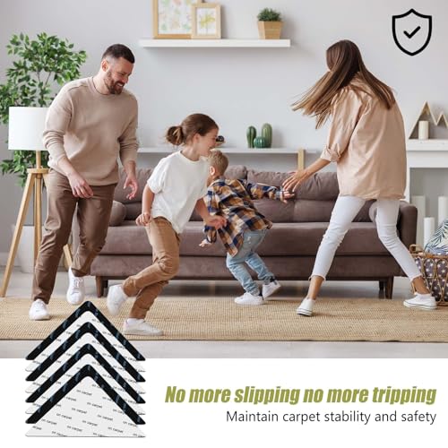 12 Pcs Non-Slip Rug Tape for Hardwood Floors, Double-Sided Adhesive Grippers