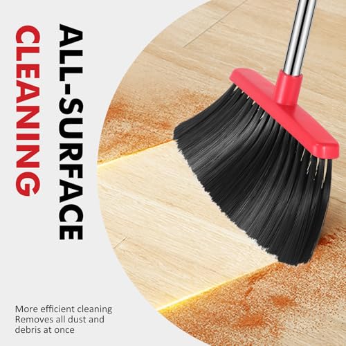 Heavy-Duty Commercial Angle Broom with 56-Inch Stainless Steel Handle