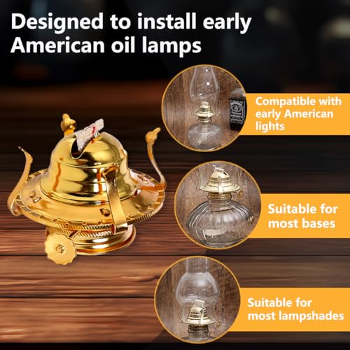 #2 Brass Plated Oil Lamp Burner Replacement with Collar & Cotton Wick