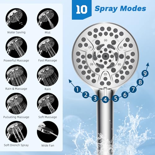 10-Inch Rainfall Shower Head and Handheld Combo with 4-Way Diverter