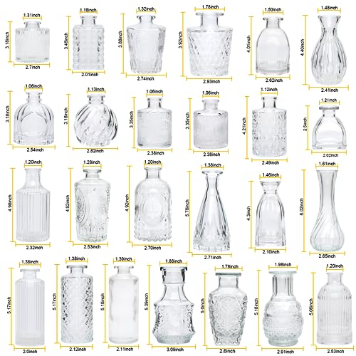 Clear Glass Bud Vases Set of 32 - Small Mini Flower Vases for Centerpieces