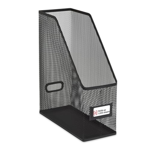 Metal Mesh Magazine File Organizer - Desktop Document Holder with Handle