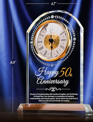 50th Wedding Anniversary Crystal Clock Gift for Couples and Parents