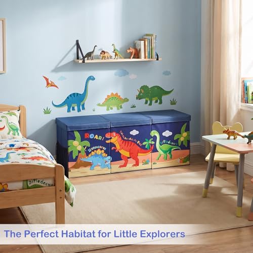 Collapsible Toy Box with Adjustable Divider and Lid Storage