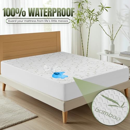 Utopia Bedding Queen Bamboo Viscose Waterproof Mattress Protector - 17" Deep