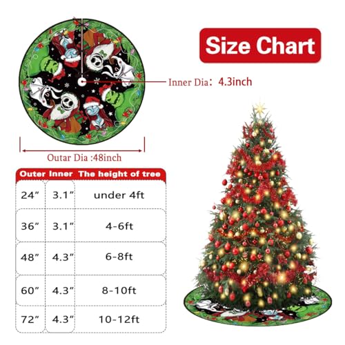 48-Inch Christmas Tree Skirt - Double-Layer Printed Holiday Tree Base Cover