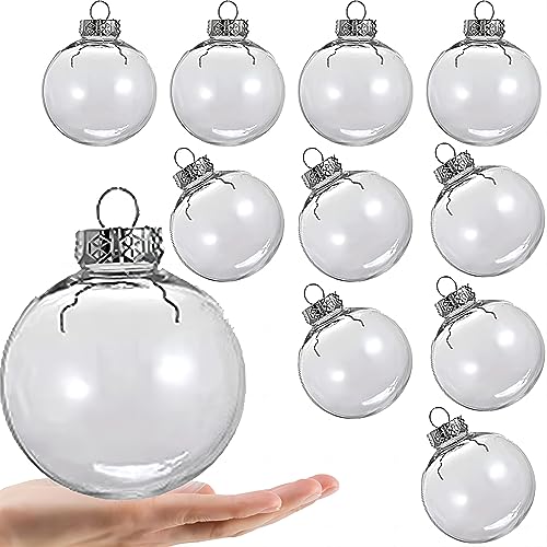 Clear Plastic Fillable Ornaments - 80mm DIY Christmas Baubles (10 Pack)