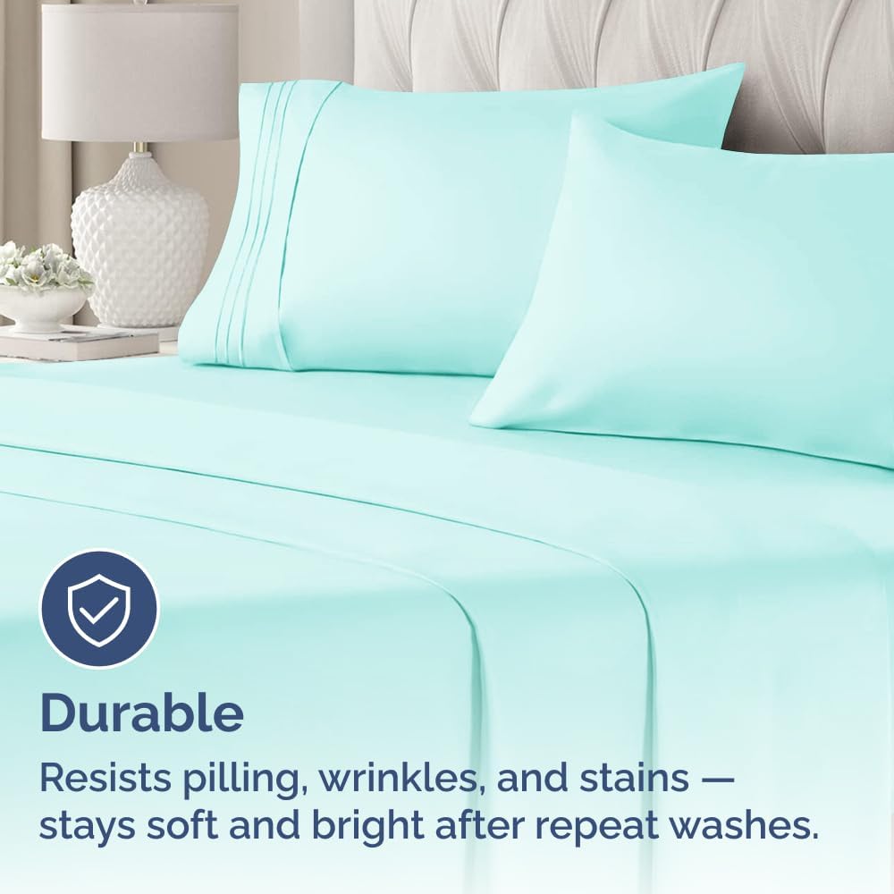 Skiennix Queen Pillow Cases Set of 4 - Ultra Soft Hotel Quality Covers | Comfy, Wrinkle-Free & Fade Resistant - Spa Blue