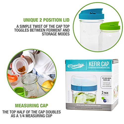 Wide Mouth Mason Jar Kefir Lids and Grain Strainer Kit