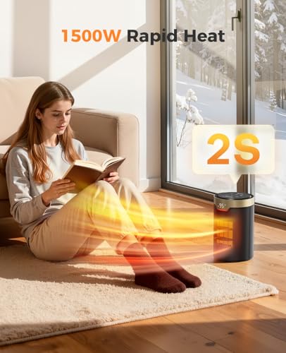Portable 1500W Electric Space Heater with Remote and Thermostat