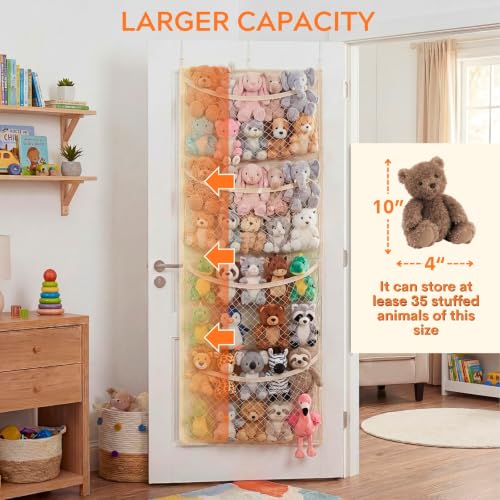 Over-the-Door Stuffed Animal Organizer with 4 Large Pockets