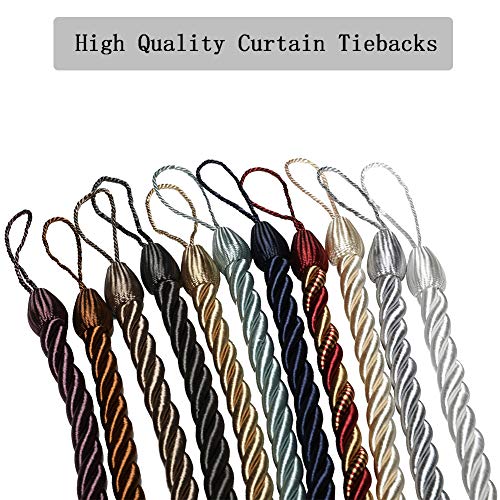 Handmade Rope Curtain Tiebacks with Metal Hooks - Set of 2