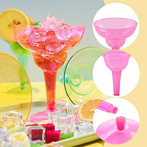 JOYIN 36 Pack Neon Plastic Margarita Glasses Cups 12 oz Disposable Cinco de Mayo Fiesta Party Supplies