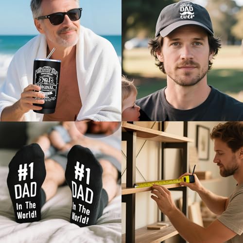 Dad Gifts Set with Tumbler Baseball Cap Keychain & More - Father's Day Gift