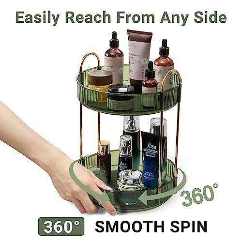 Asayuee 360 Rotating Makeup Organizer for Vanity,2 Tier Large