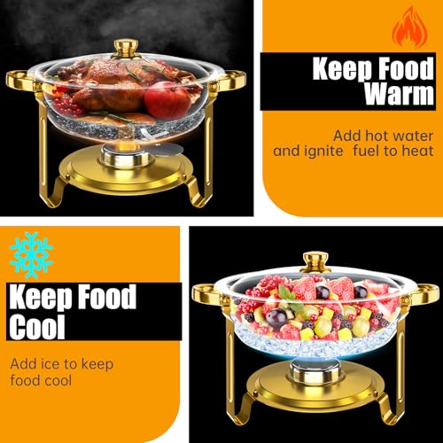 IMXSUMDA Gold Metal Lid 4 Pack 5QT Buffet Chafing Dishes Food Warmers