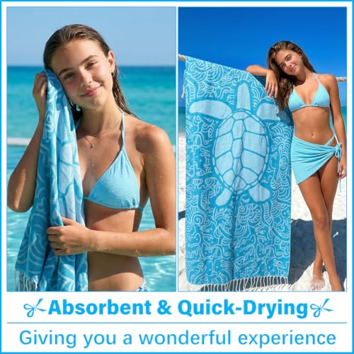 Extra Large Turkish Beach Towel, 79x36 Inch Lightweight Quick Dry Sand Free