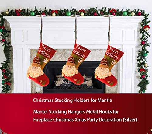 Metal Mantel Stocking Hanger and Purse Hook Holder - Set of 6