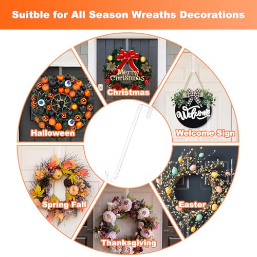15-Inch Clear Wreath Hangers for Front Door - 2 Pack Over the Door Hooks