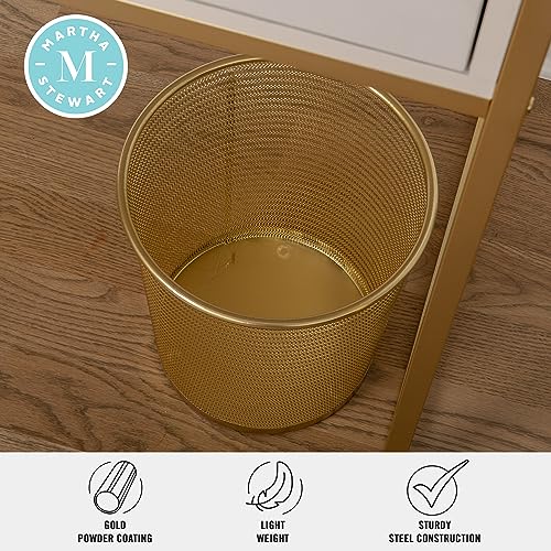 4.5 Gallon Metal Mesh Wastebasket, Gold Finish Trash Bin for Office